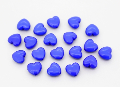 OPAQUE PLASTIC BEADS - HEART 01 - 10x10.5x6mm BLUE С33 - PACKAGE 500g Hole-1.8mm (1250pcs.)