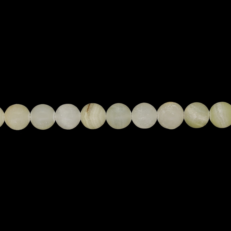 NATURAL STONE BEADS - JADE AFGHANISTAN ECRU - 8mm - STRING (48pcs.) Hole-1.0mm