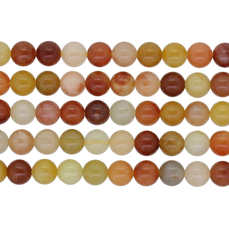 NATURAL STONE BEADS - JADE SILK GOLD - 8mm - PACKAGE (5x48pcs.) Hole-1.0mm