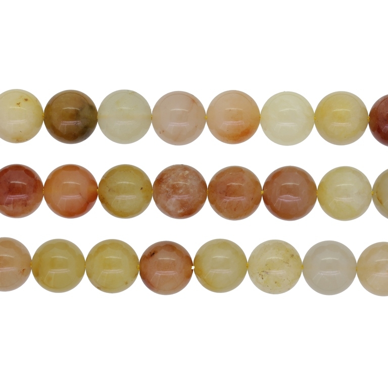 NATURAL STONE BEADS - JADE SILK GOLD - 10mm - PACKAGE (3x38pcs.) Hole-1.0mm