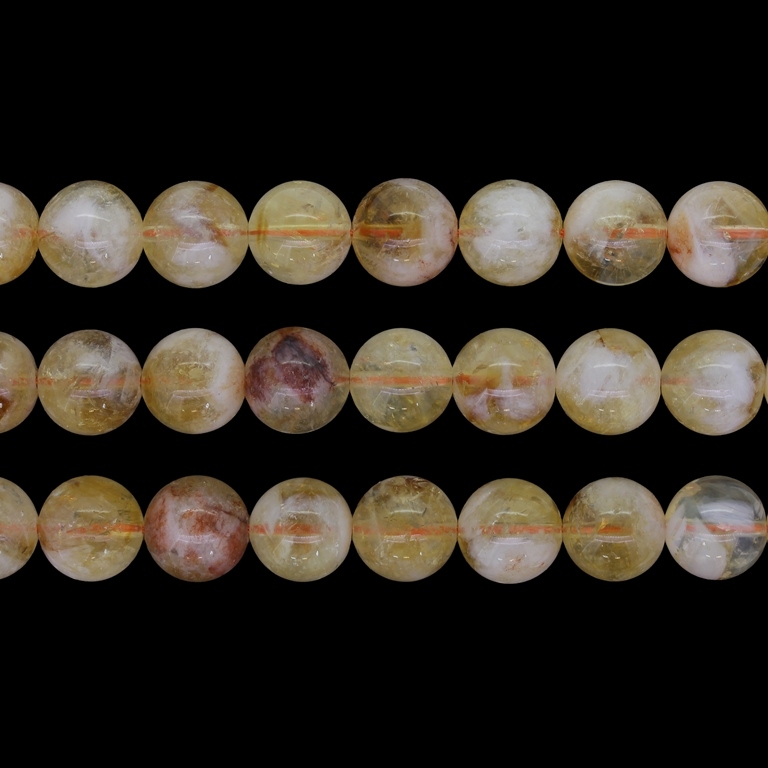 NATURAL STONE BEADS - CITRINE BROWN (LIGHT) - 10mm - PACKAGE (3x38pcs.) Hole-1.0mm