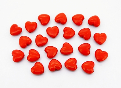 OPAQUE PLASTIC BEADS - HEART 01 - 10x10.5x6mm RED С07 - PACKAGE 500g Hole-1.8mm (1250pcs.)