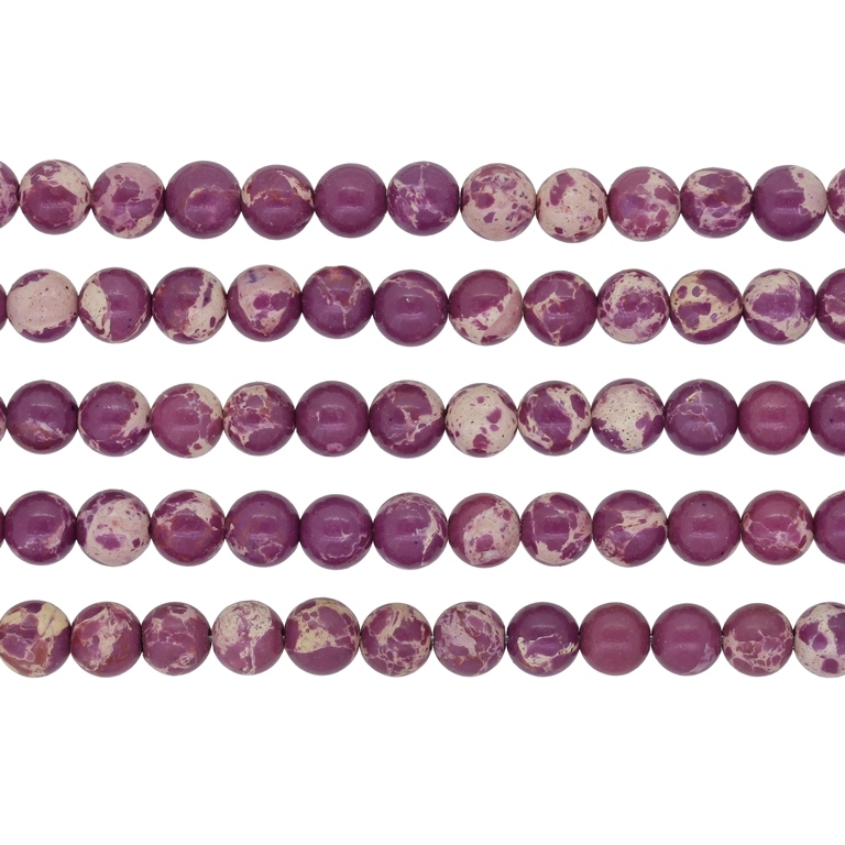 NATURAL STONE BEADS - JASPER IMPERIAL PURPLE - 6mm - PACKAGE (5x64pcs.) Hole-1.0mm