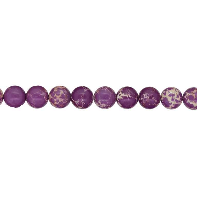 NATURAL STONE BEADS - JASPER IMPERIAL PURPLE - 8mm - STRING (48pcs.) Hole-1.0mm