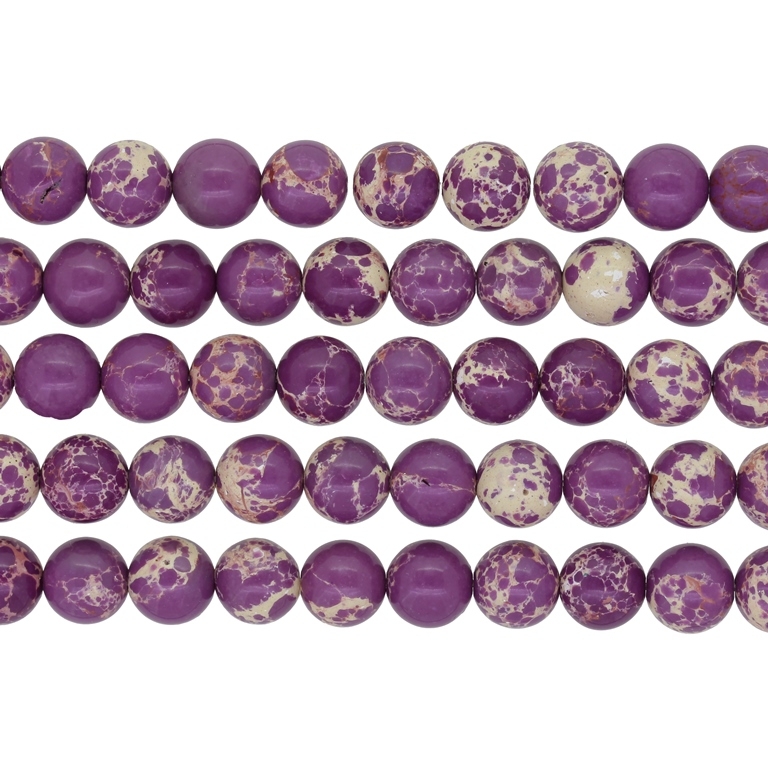 NATURAL STONE BEADS - JASPER IMPERIAL PURPLE - 8mm - PACKAGE (5x48pcs.) Hole-1.0mm