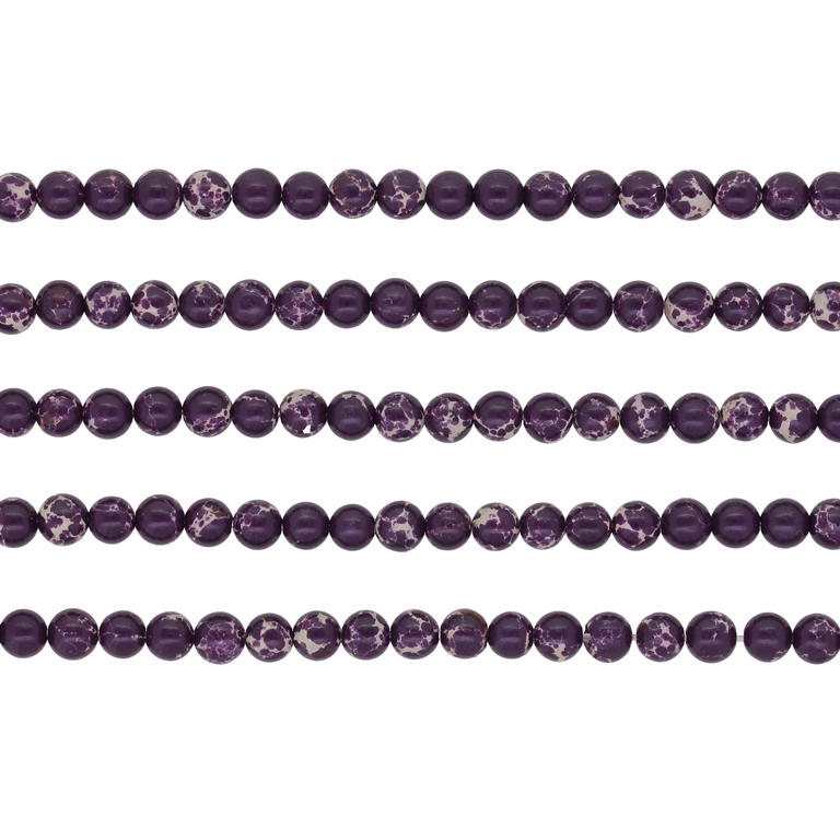 NATURAL STONE BEADS - JASPER IMPERIAL PURPLE (DARK) - 4mm - PACKAGE (5x94pcs.) Hole-1.0mm