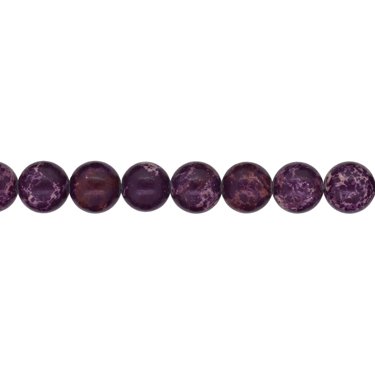 NATURAL STONE BEADS - JASPER IMPERIAL PURPLE (DARK) - 10mm - STRING (38pcs.) Hole-1.0mm