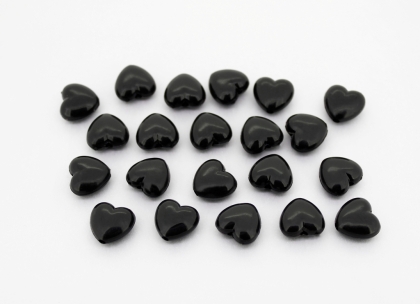 OPAQUE PLASTIC BEADS - HEART 01 - 10x10.5x6mm BLACK С42 - PACKAGE 500g Hole-1.8mm (1250pcs.)