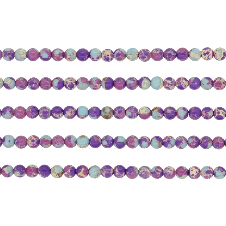 NATURAL STONE BEADS - JASPER IMPERIAL PURPLE-BLUE - 4mm - PACKAGE (5x94pcs.) Hole-1.0mm