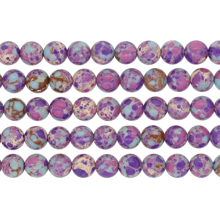 NATURAL STONE BEADS - JASPER IMPERIAL PURPLE-BLUE - 8mm - PACKAGE (5x48pcs.) Hole-1.0mm