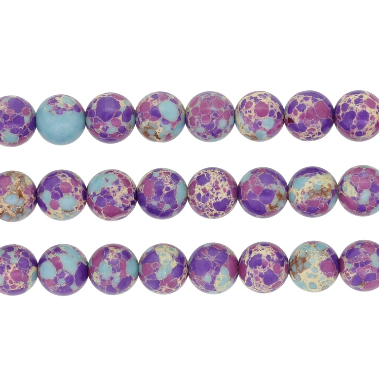 NATURAL STONE BEADS - JASPER IMPERIAL PURPLE-BLUE - 10mm - PACKAGE (3x38pcs.) Hole-1.0mm