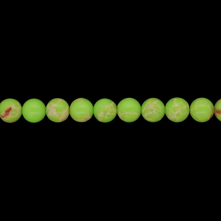 NATURAL STONE BEADS - JASPER IMPERIAL FRUIT GREEN - 8mm - STRING (48pcs.) Hole-1.0mm