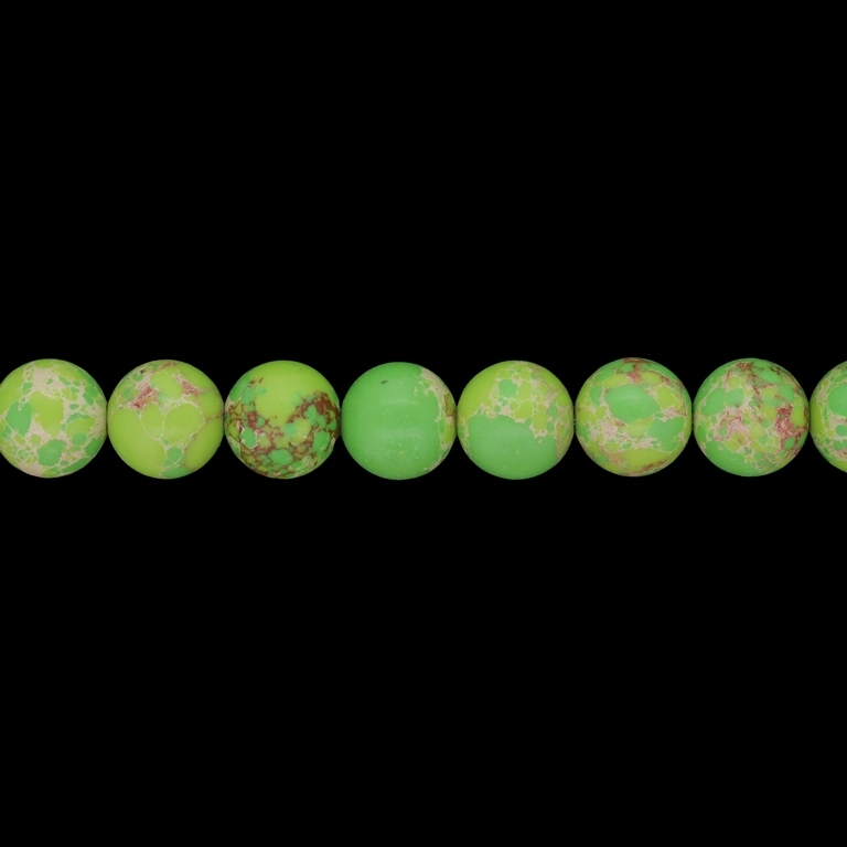 NATURAL STONE BEADS - JASPER IMPERIAL FRUIT GREEN - 10mm - STRING (38pcs.) Hole-1.0mm