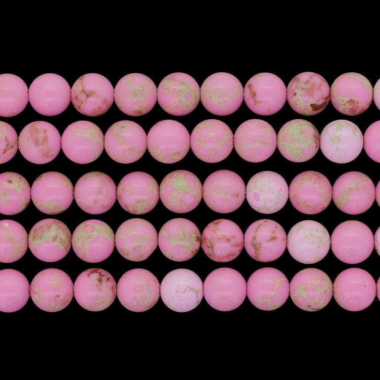 NATURAL STONE BEADS - JASPER IMPERIAL PINK (LIGHT) - 8mm - PACKAGE (5x48pcs.) Hole-1.0mm