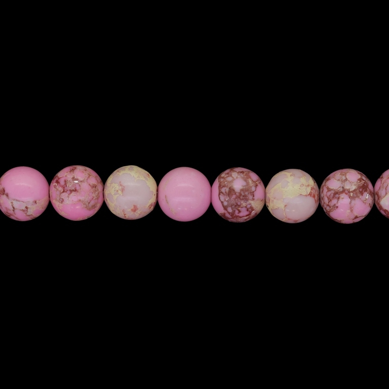 NATURAL STONE BEADS - JASPER IMPERIAL PINK (LIGHT) - 10mm - STRING (38pcs.) Hole-1.0mm