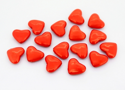 OPAQUE PLASTIC BEADS - HEART 02 - 12x14.5x5.5mm RED С07 - PACKAGE 500g Hole-1.5mm (840pcs.)