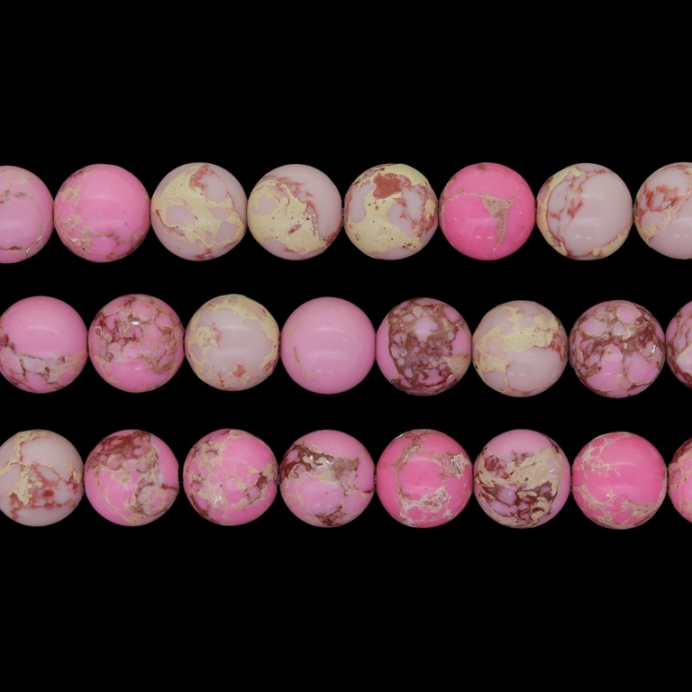 NATURAL STONE BEADS - JASPER IMPERIAL PINK (LIGHT) - 10mm - PACKAGE (3x38pcs.) Hole-1.0mm