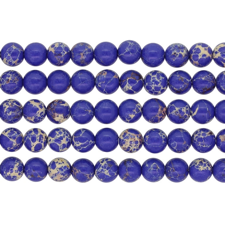 NATURAL STONE BEADS - JASPER IMPERIAL DARK BLUE - 8mm - PACKAGE (5x48pcs.) Hole-1.0mm