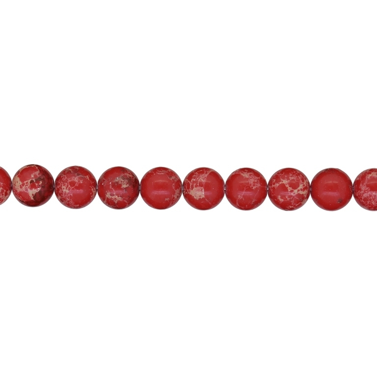 NATURAL STONE BEADS - JASPER IMPERIAL RED - 8mm - STRING (48pcs.) Hole-1.0mm