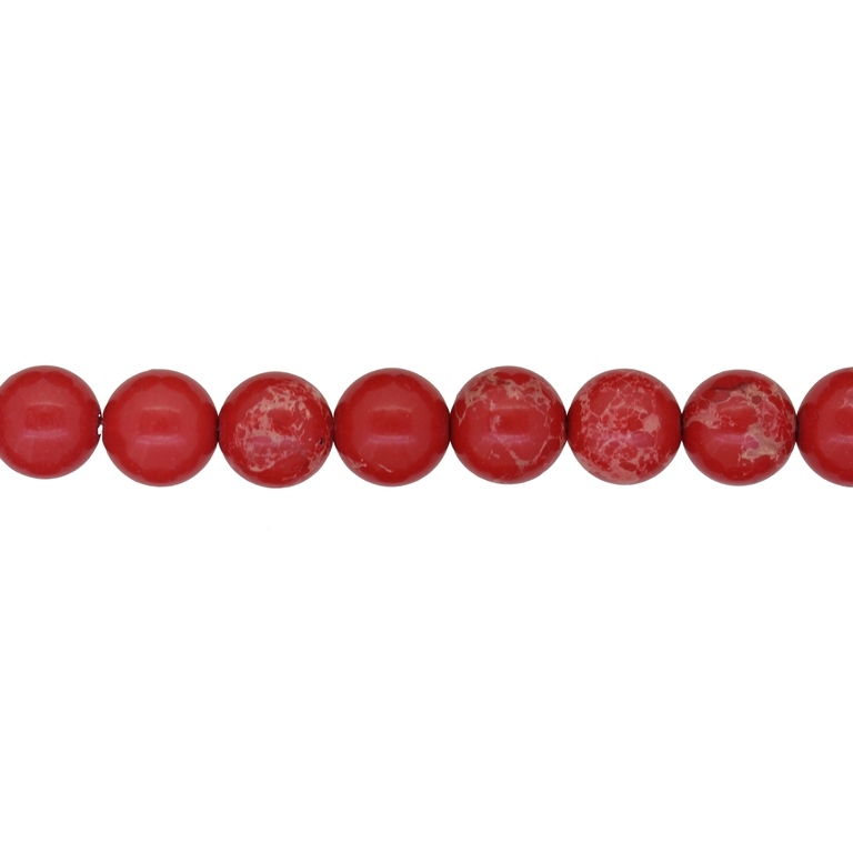 NATURAL STONE BEADS - JASPER IMPERIAL RED - 10mm - STRING (38pcs.) Hole-1.0mm