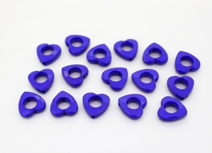 OPAQUE PLASTIC BEADS - HEART 03 FACETED - INNER HOLE 6.5mm - 14x4mm BLUE С33 - PACKAGE 500g Hole-1.8mm (1100pcs.)