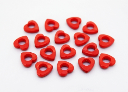 OPAQUE PLASTIC BEADS - HEART 03 FACETED - INNER HOLE 6.5mm - 14x4mm RED С07 - PACKAGE 500g Hole-1.8mm (1100pcs.)