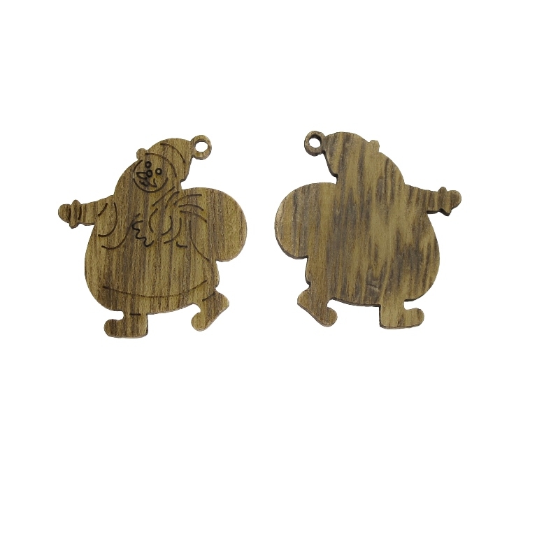 LASER CUT WOODEN FIGURES - CHRISTMAS - SANTA CLAUS 01 (China) - 28x30x3mm NATURAL (DARK) - 10pcs. Hole-2.5mm