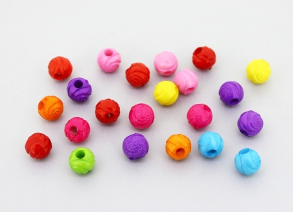 OPAQUE PLASTIC BEADS - BALL SPIRAL - 8mm MIX - PACKAGE 500g Hole-2.8mm (1950pcs.)