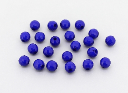 OPAQUE PLASTIC BEADS - BALL FACETED - 6mm BLUE С33 - PACKAGE 500g Hole-1.8mm (4500pcs.)