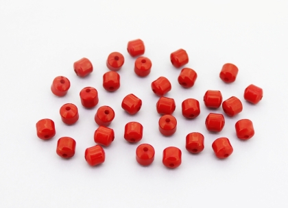 OPAQUE PLASTIC BEADS - CYLINDER 02 - 6x6mm RED С07 - PACKAGE 500g Hole-1.5mm (2850pcs.)