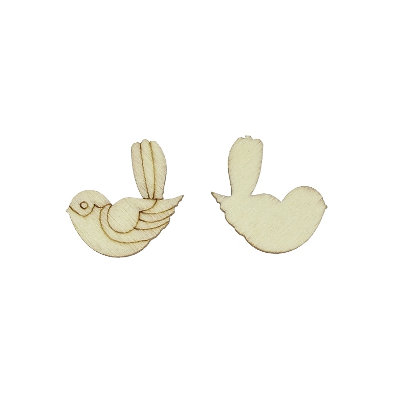 LASER CUT WOODEN FIGURES FOR GLUING - BIRD 01 (China) - 20x18x3mm NATURAL - PACKAGE 200pcs.