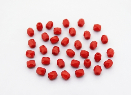 OPAQUE PLASTIC BEADS - CYLINDER FACETED - 6.5x5.5mm RED С07 - PACKAGE 500g Hole-1.8mm (4530pcs.)