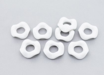 OPAQUE PLASTIC BEADS - RING WAVE - 15x5mm WHITE С01 - PACKAGE 500g Hole-6.0mm (1000pcs.)