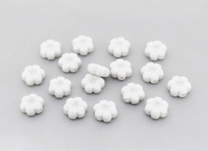 OPAQUE PLASTIC BEADS - FLOWER 01 - 10.5x5mm WHITE С01 - PACKAGE 500g Hole-1.8mm (1450pcs.)