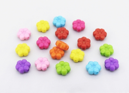 OPAQUE PLASTIC BEADS - FLOWER 01 - 10.5x5mm MIX - PACKAGE 500g Hole-1.8mm (1450pcs.)