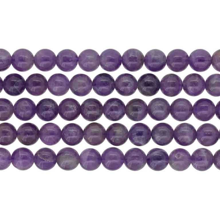 NATURAL STONE BEADS - AMETHYST - 7mm - PACKAGE (5x50pcs.) Hole-1.6mm