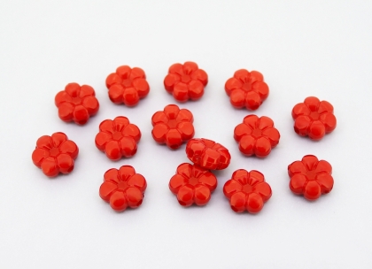 OPAQUE PLASTIC BEADS - FLOWER 01 - 10.5x5mm RED С07 - PACKAGE 500g Hole-1.8mm (1450pcs.)