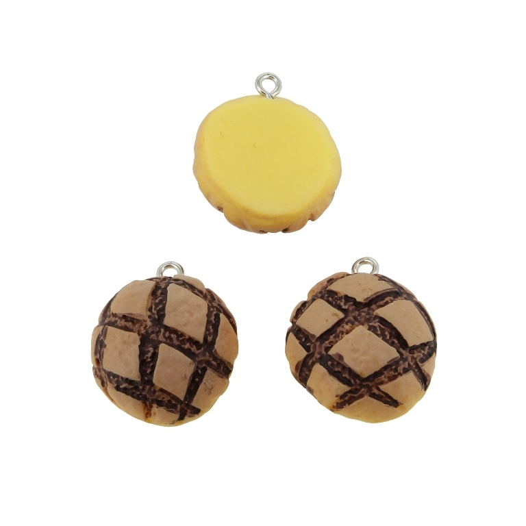 PLASTIC BEADS - RESIN 3D - PENDANT - CHRISTMAS PIE 01 - 22x27x6mm BROWN (LIGHT)-BROWN (DARK)-YELLOW (DARK) - 2pcs. Hole-2.0mm