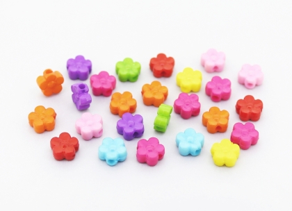 OPAQUE PLASTIC BEADS - FLOWER 02 - 8x4mm MIX - PACKAGE 500g Hole-2.0mm (2850pcs.)