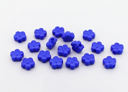 OPAQUE PLASTIC BEADS - FLOWER 02 - 8x4mm BLUE С33 - PACKAGE 500g Hole-2.0mm (2850pcs.)