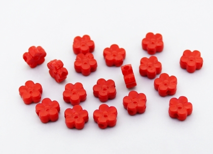 OPAQUE PLASTIC BEADS - FLOWER 02 - 8x4mm RED С07 - PACKAGE 500g Hole-2.0mm (2850pcs.)