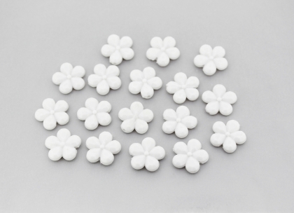 OPAQUE PLASTIC BEADS - FLOWER 03 FACETED - 13x3.5mm WHITE С01 - PACKAGE 500g Hole-1.5mm (1350pcs.)