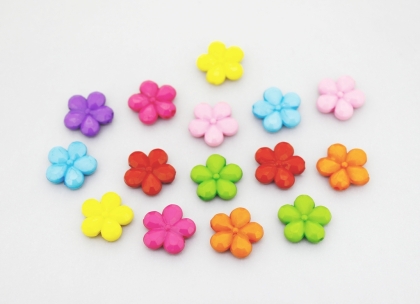 OPAQUE PLASTIC BEADS - FLOWER 03 FACETED - 13x3.5mm MIX - PACKAGE 500g Hole-1.5mm (1350pcs.)