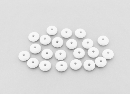 OPAQUE PLASTIC BEADS - WASHER - 3.5x8mm WHITE С01 - PACKAGE 500g Hole-1.8mm (3800pcs.)