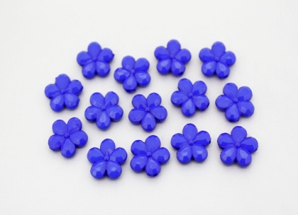 OPAQUE PLASTIC BEADS - FLOWER 03 FACETED - 13x3.5mm BLUE С33 - 50g Hole-1.5mm (140pcs.)