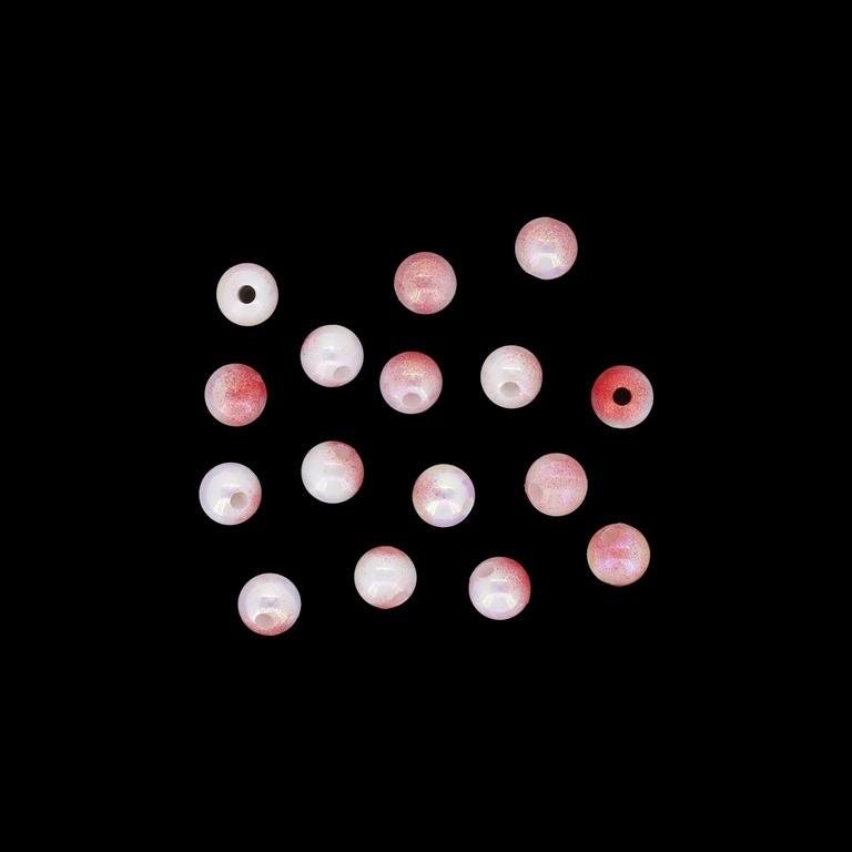 OPAQUE PLASTIC BEADS WITH COATING- UV - BALL - 6mm RED-RED (LIGHT)-WHITE - PACKAGE 500g Hole-1.8mm (4900pcs.)