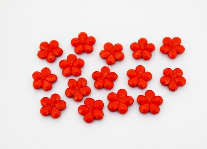 OPAQUE PLASTIC BEADS - FLOWER 03 FACETED - 13x3.5mm RED С07 - PACKAGE 500g Hole-1.5mm (1350pcs.)