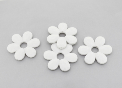 OPAQUE PLASTIC BEADS - FLOWER 04 FACETED - INNER HOLE 7.5mm - 33x4mm WHITE С01 - PACKAGE 500g Hole-1.8mm (210pcs.)