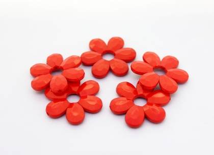 OPAQUE PLASTIC BEADS - FLOWER 04 FACETED - INNER HOLE 7.5mm - 33x4mm RED С07 - PACKAGE 500g Hole-1.8mm (210pcs.)