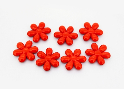 OPAQUE PLASTIC BEADS - FLOWER 05 - 24x5.5mm RED С07 - PACKAGE 500g Hole-1.8mm (330pcs.)